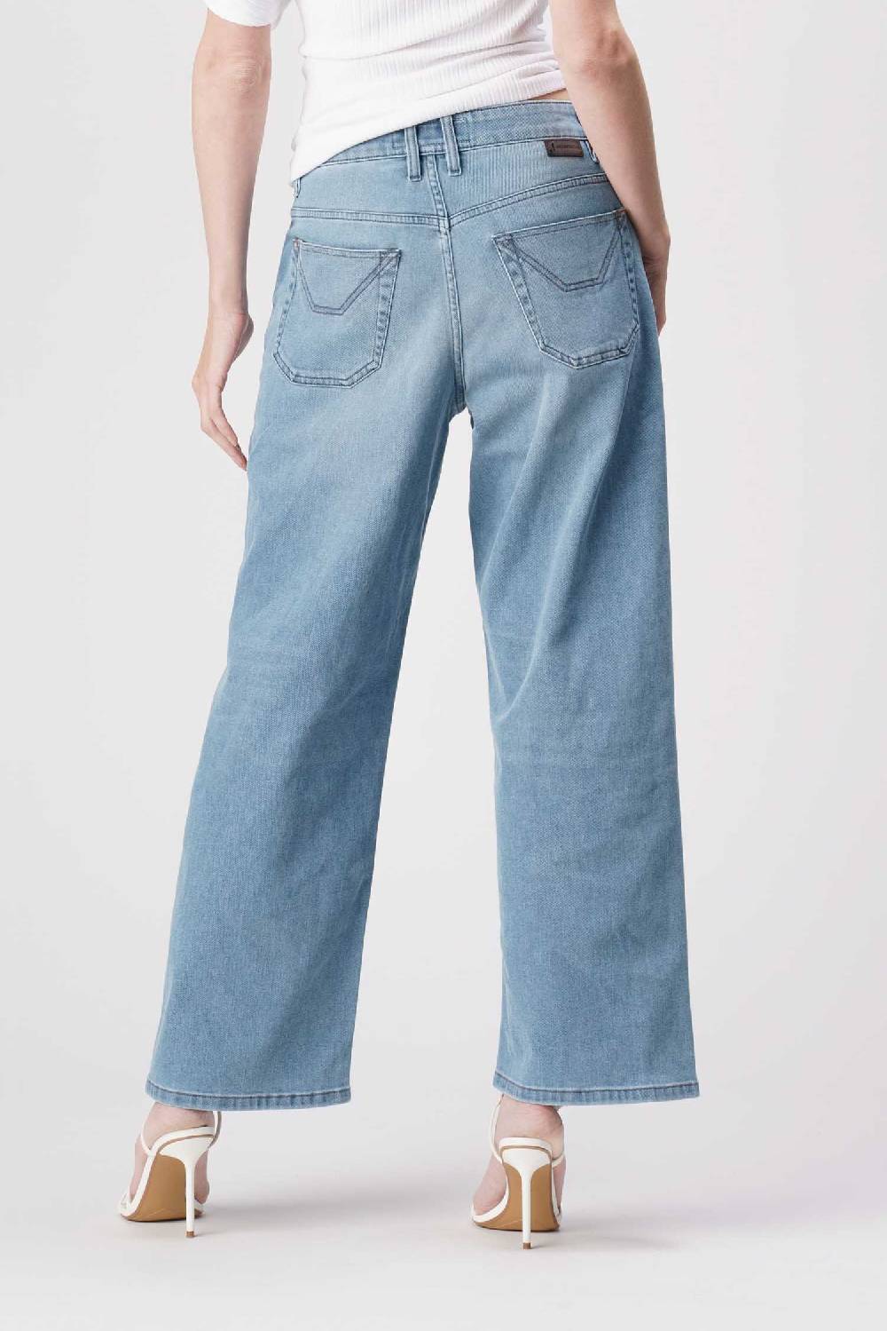 ﻿Jeckerson Jasmine - Pantalone 5 tasche palazzo in denim tri-blend Promozione