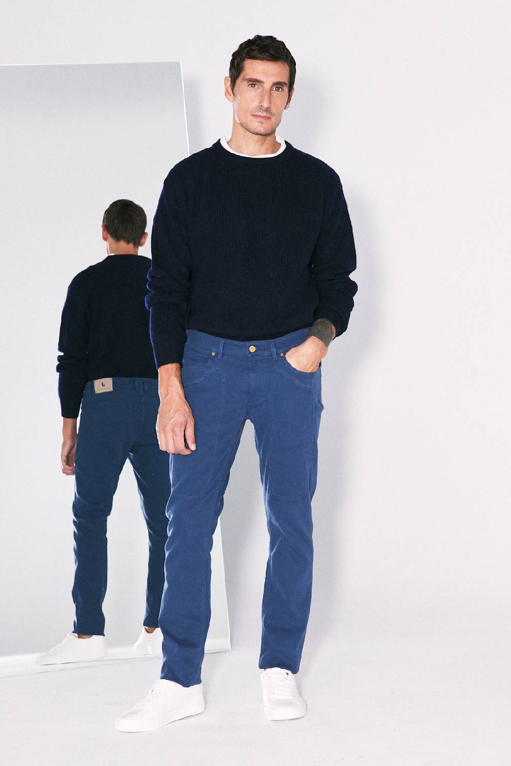 Jeckerson Pantalone in cotè de cheval slim fit con toppa Qualità Garantita
