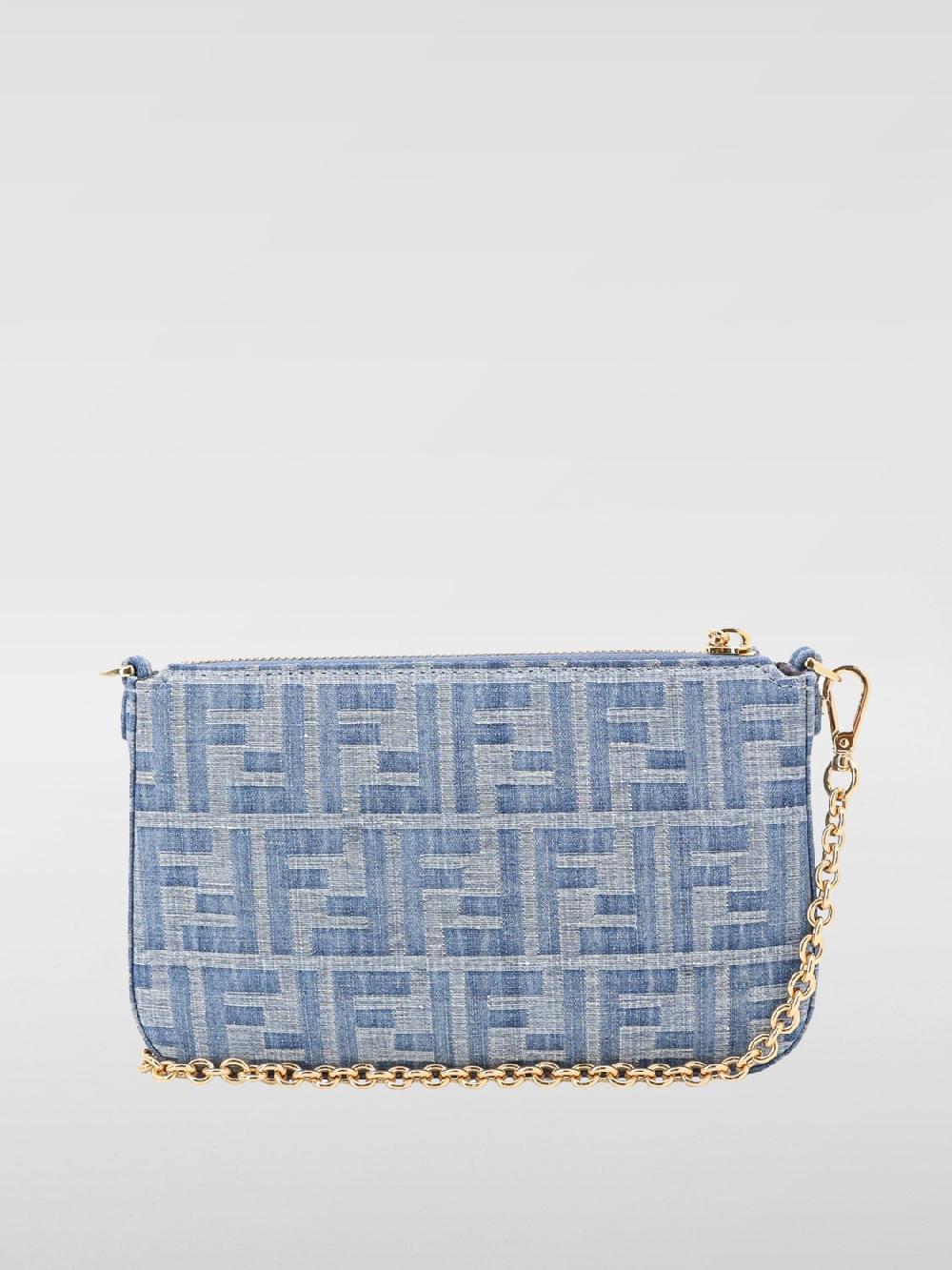 Giglio Pouch Baguette Fendi in denim con monogram FF jacquard Prezzo Ridotto
